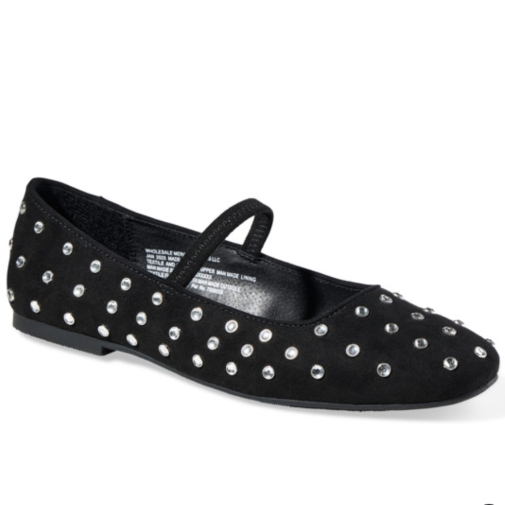 NWT Black Maxine Rhinestone Mary Jane Memory Foam flats (10)